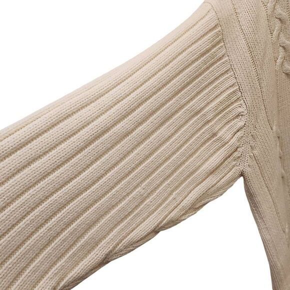 Karen Scott Men's Ivory Cable Knit Crew Neck Pullover Sweater Size Medium - Picture 8 of 11